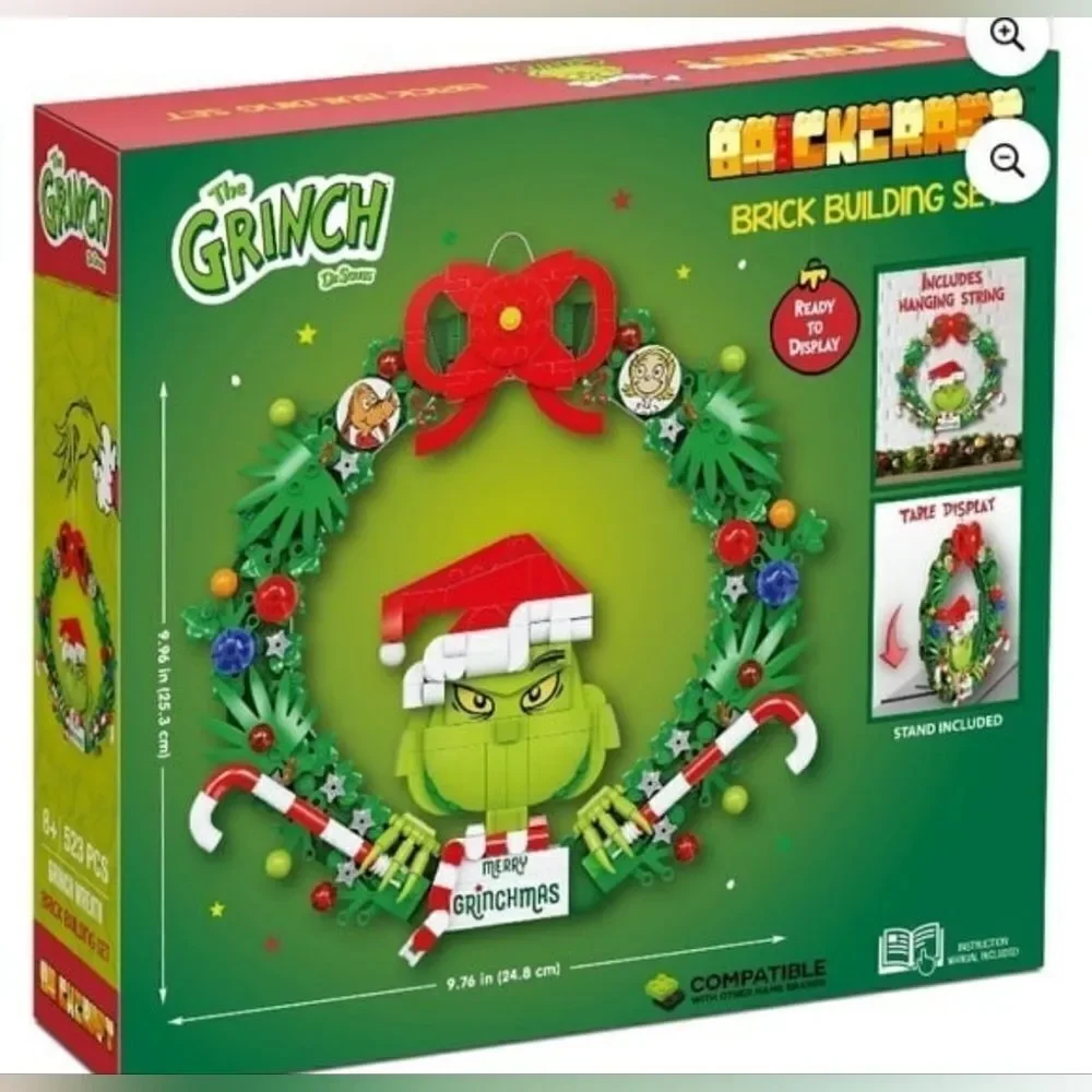 Grinch Brick Building Set - Festive Wreath